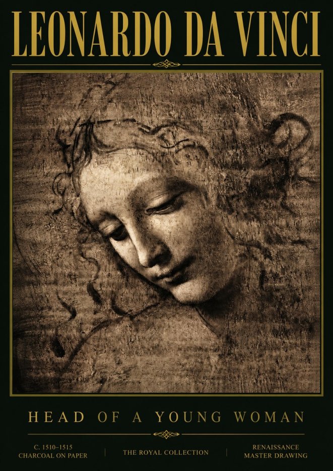 Leonardo da Vinci Head of a Young Woman II No6 - Poster