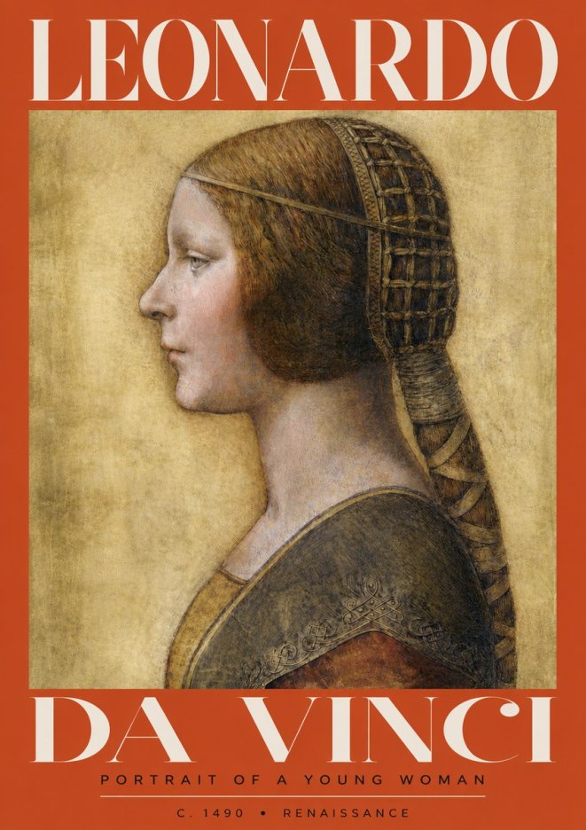 Leonardo da Vinci Portrait of a Young Woman II No3 - Poster