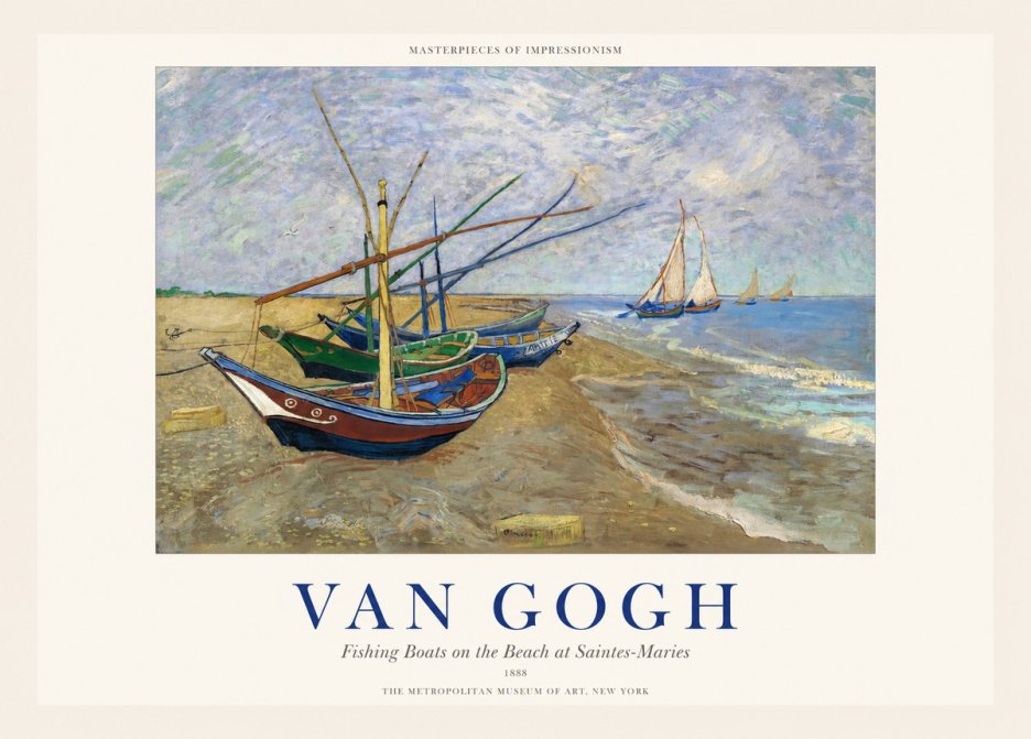 Van Gogh Fishing Boats on the Beach at Saintes-maries No1 - Poster