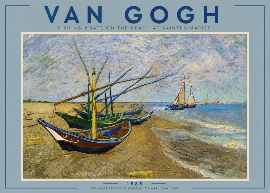 Van Gogh Fishing Boats on the Beach at Saintes-maries No6 - Poster