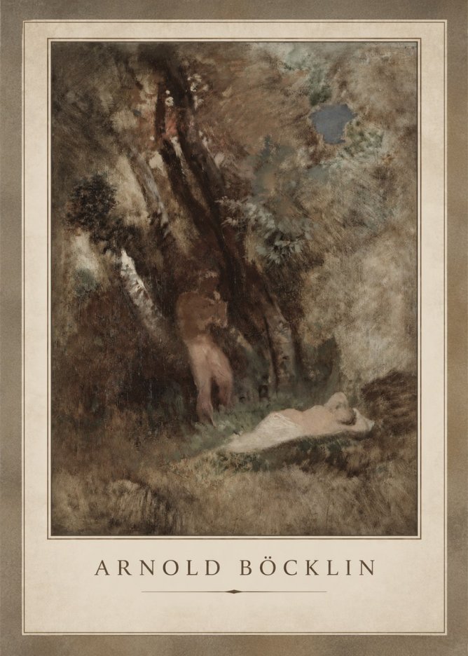 Arnold Böcklin Pan Frightening a Nymph No2 - Poster