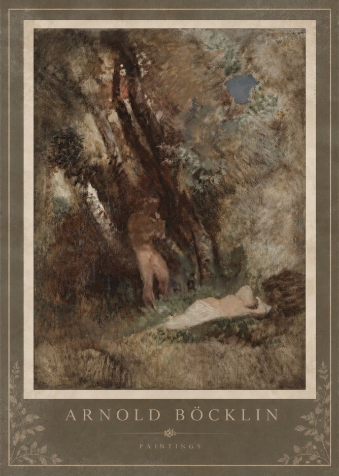 Arnold Böcklin Pan Frightening a Nymph No4 - Poster