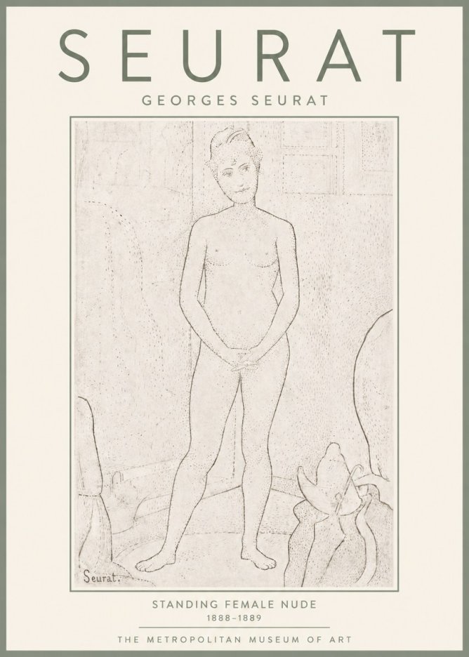 Seurat Standing Female Nude No4 - Poster