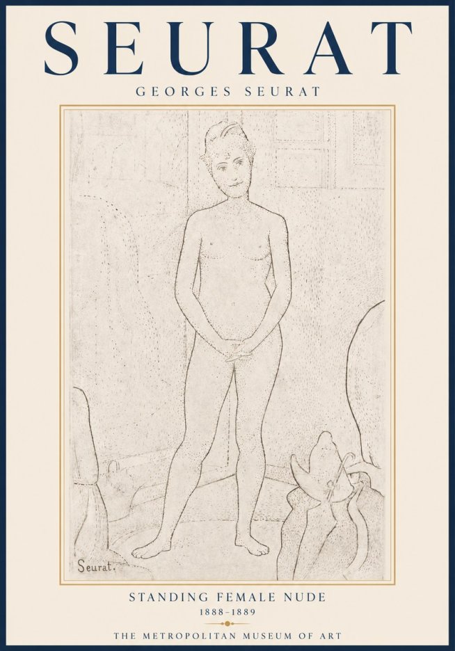 Seurat Standing Female Nude No6 - Poster