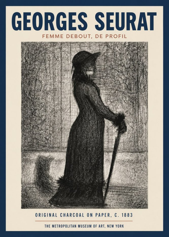 Seurat Femme Debout, De Profil No2 - Poster