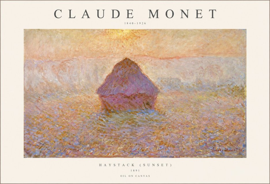 Monet Haystack (Sunset) No1 - Poster