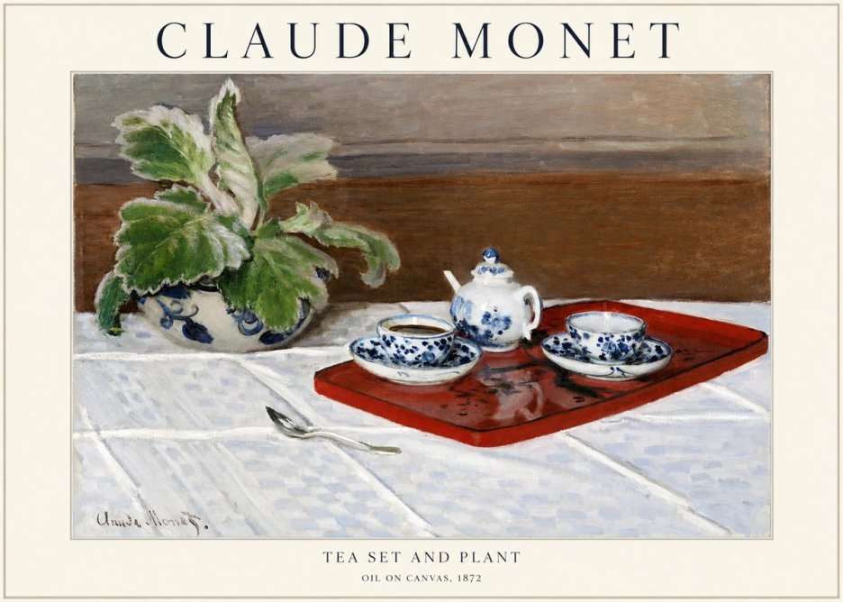 Monet Tea Set and Plant No1 - Poster