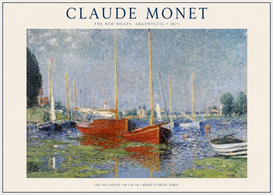 Monet The Red Boats, Argenteuil No1 - Poster