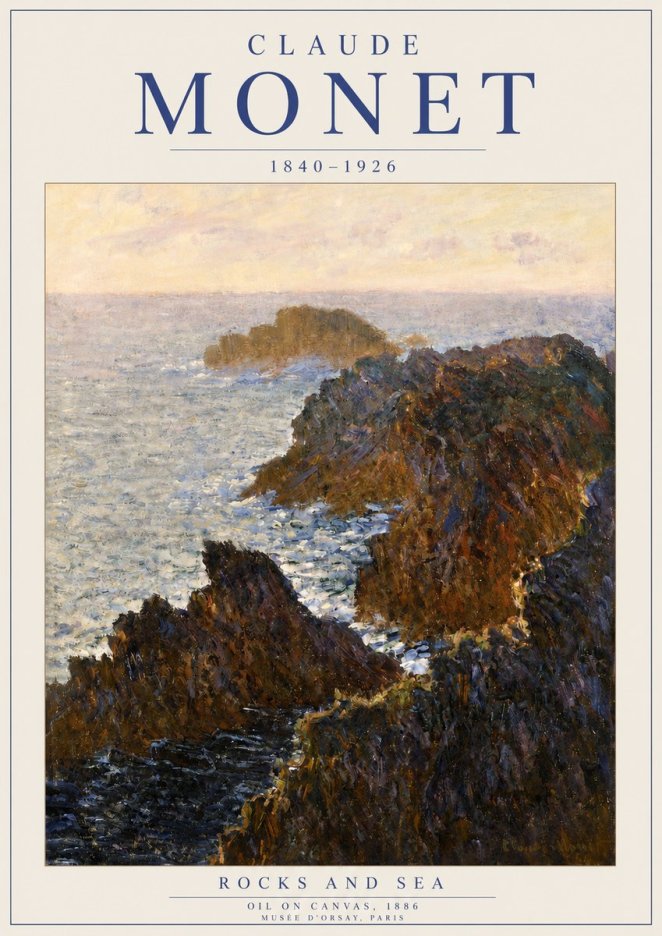 Monet Rocks and Sea No3 - Poster