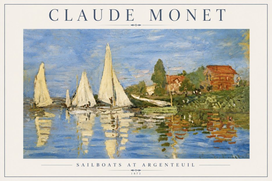 Monet Sailboats at Argenteuil No6 - Poster