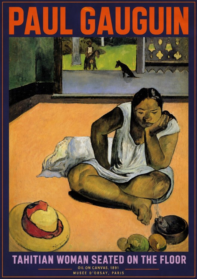 Paul Gauguin Tahitian Woman Seated on the Floor No4 - Poster
