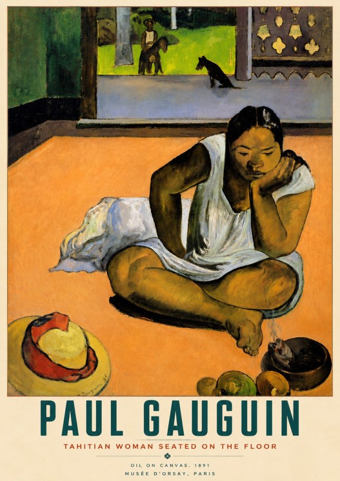 Paul Gauguin Tahitian Woman Seated on the Floor No6 - Poster