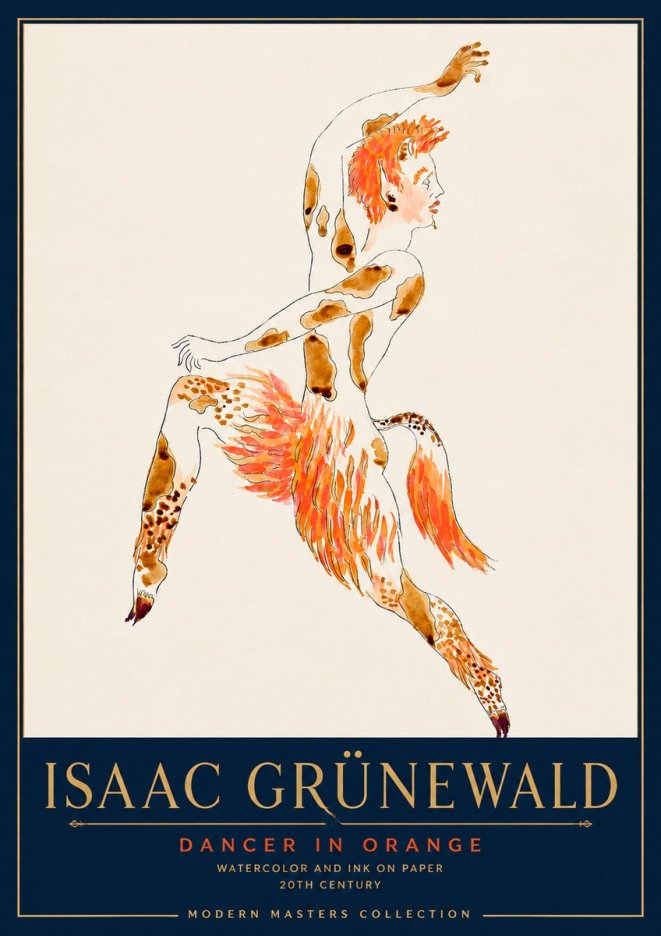 Isaac Grünewald Dancer in Orange No4 - Poster