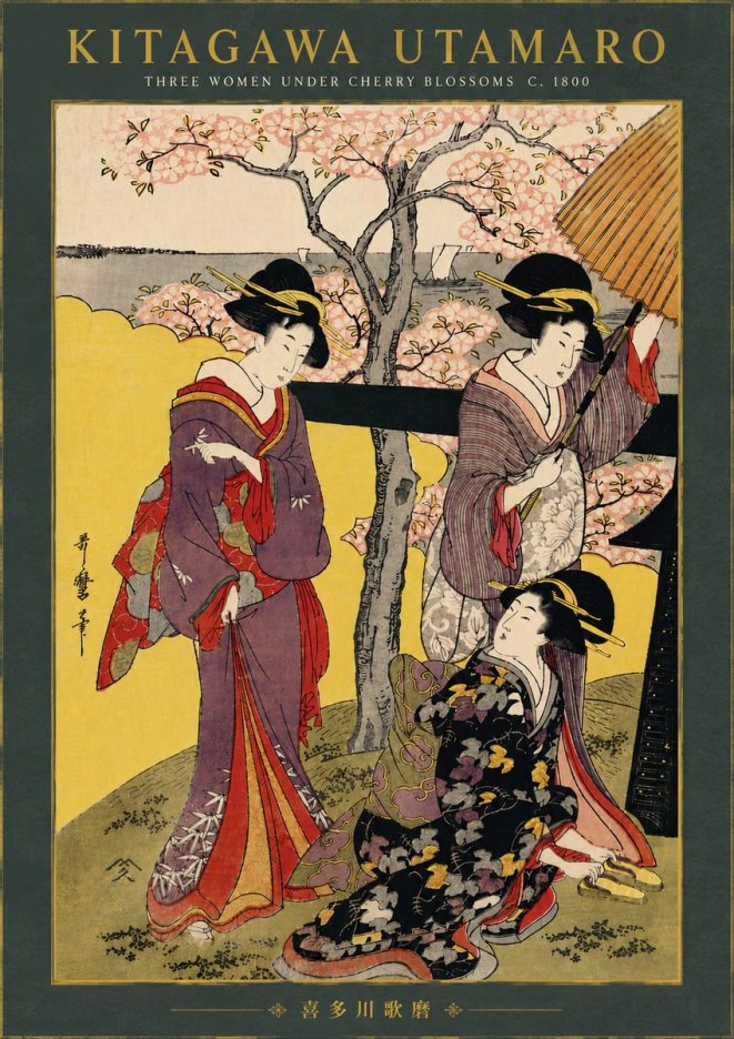 Kitagawa Utamaro Three Women Under Cherry Blossoms No6 - Poster