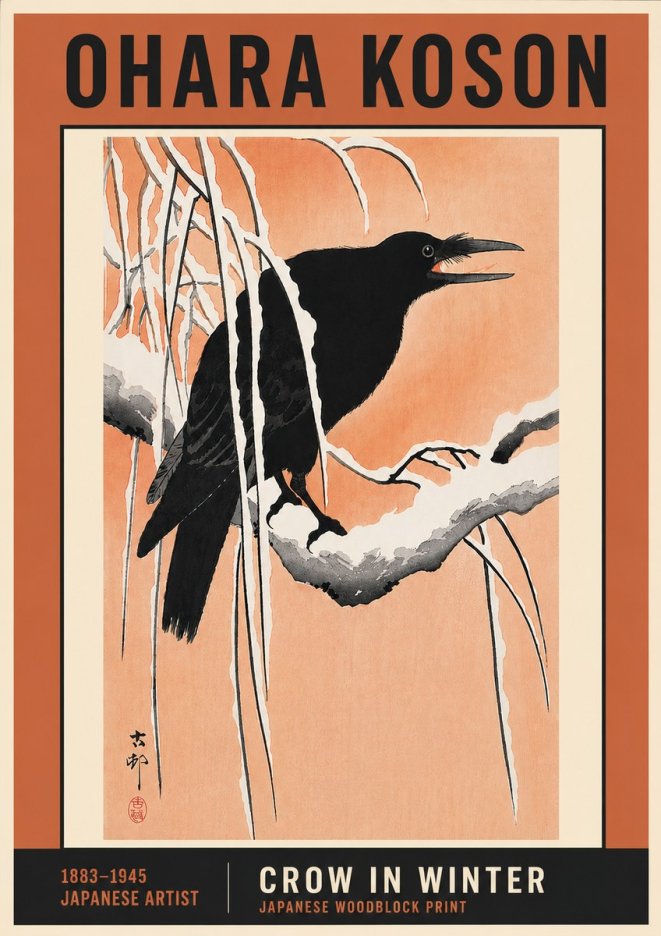 Ohara Koson Crow in Winter II No6 - Poster