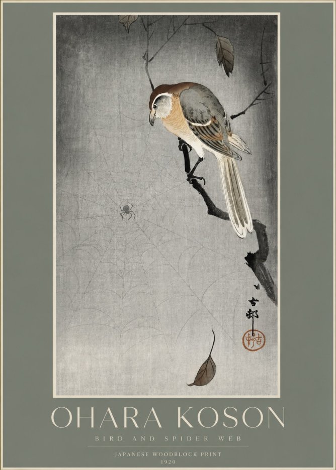 Ohara Koson Bird and Spider Web II No2 - Poster