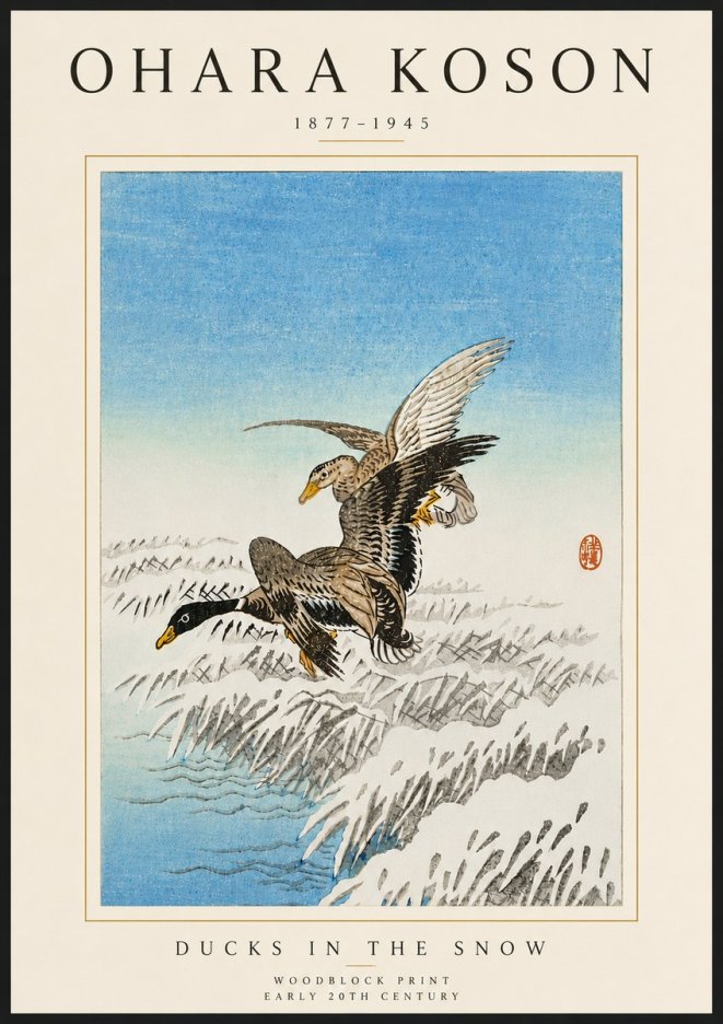 Ohara Koson Ducks in the Snow No6 - Poster