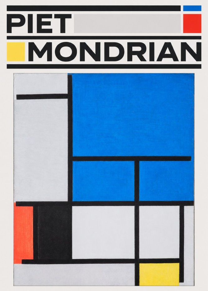 Piet Mondrian Composition with Red, Black, Blue, and Yellow No3 - Poster