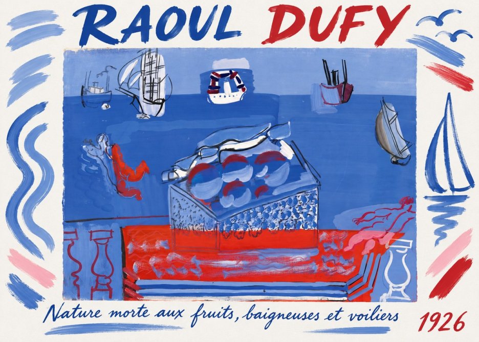 Raoul Dufy Nature Morte Aux Fruits, Baigneuses Et Voiliers No1 - Poster