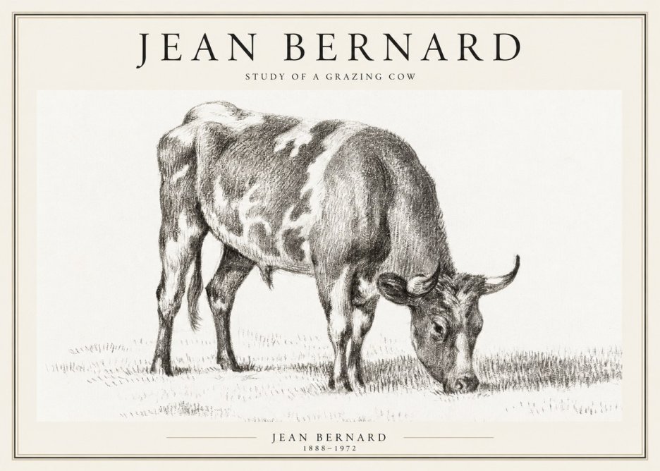 Jean Bernard Grazing Cow I No2 - Poster
