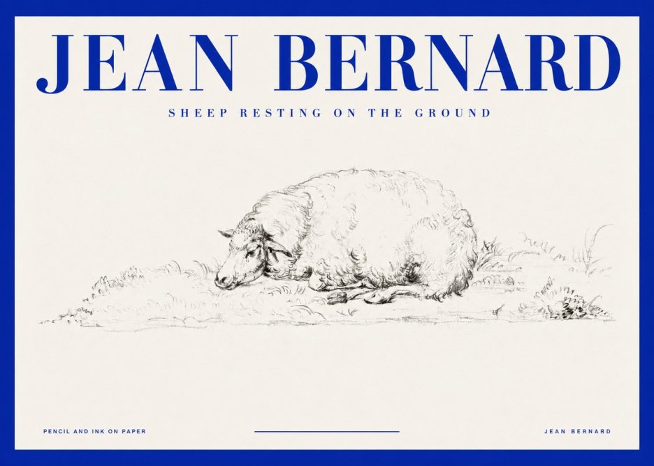 Jean Bernard Sheep Resting on the Ground No2 - Poster