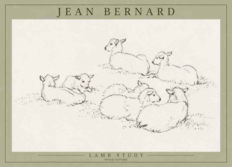 Jean Bernard Study of Lambs No3 - Poster