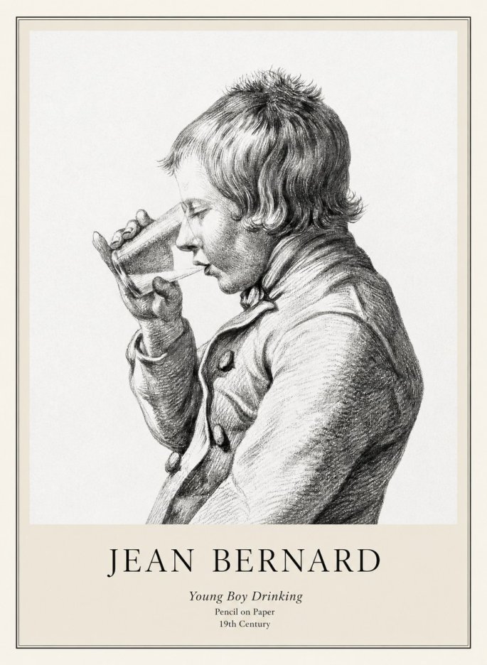 Jean Bernard Young Boy Drinking No1 - Poster