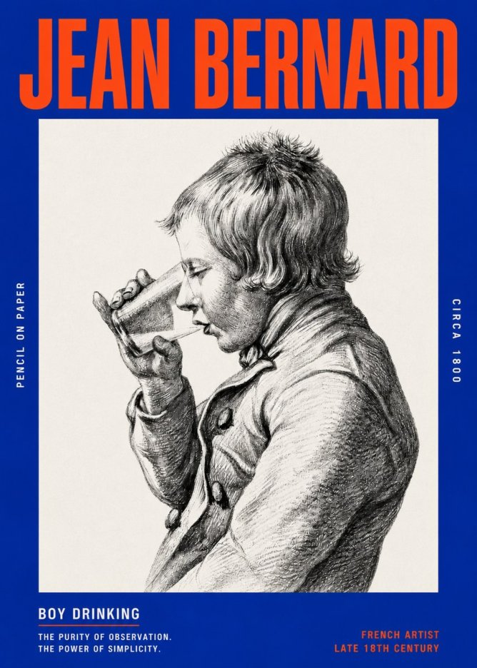 Jean Bernard Young Boy Drinking No6 - Poster