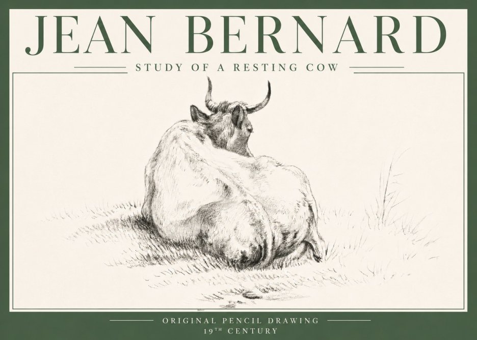 Jean Bernard Study of a Resting Cow I No4 - Poster