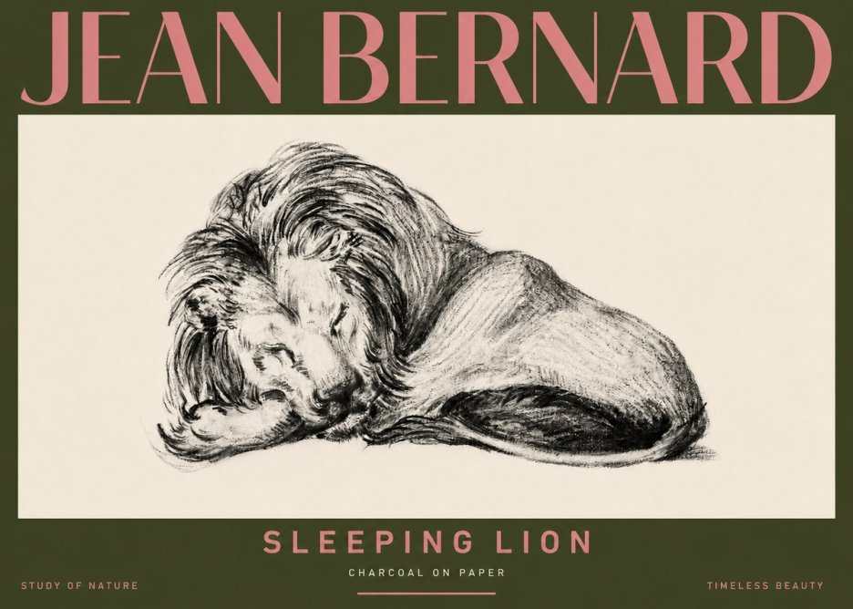 Jean Bernard Sleeping Lion No5 - Poster