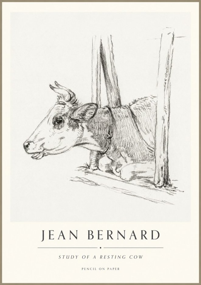 Jean Bernard Study of a Resting Cow II No1 - Poster