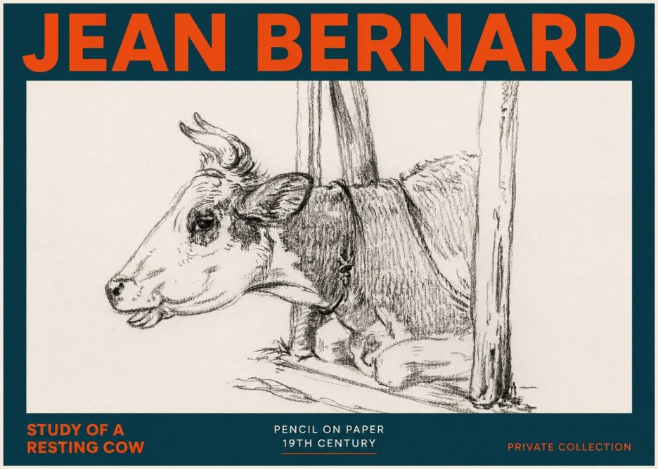 Jean Bernard Study of a Resting Cow II No5 - Poster