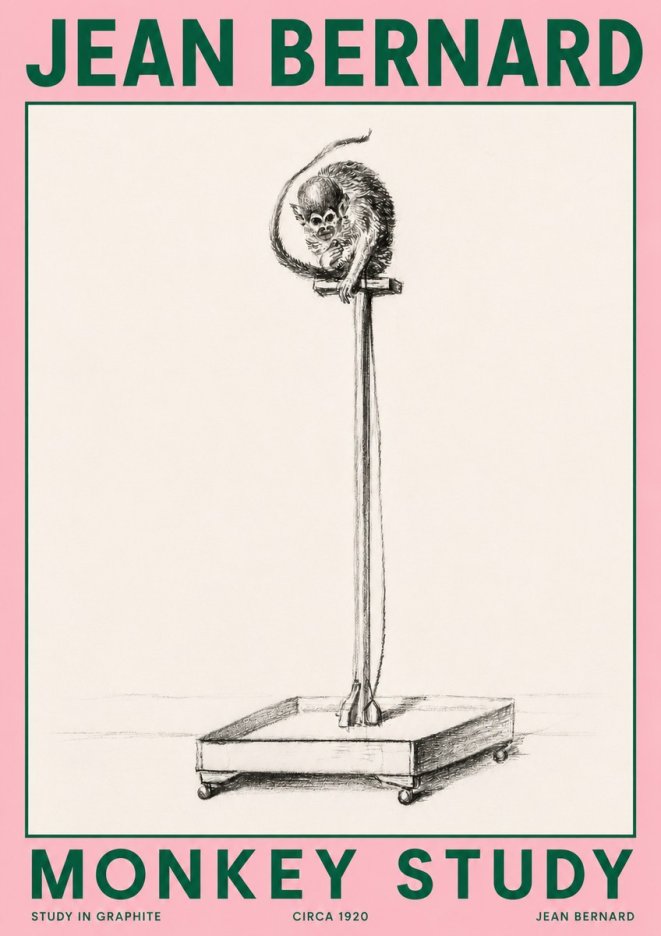 Jean Bernard Monkey Study No4 - Poster