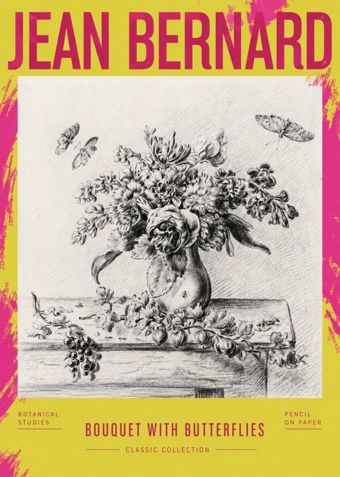 Jean Bernard Floral Still Life with Insects No4 - Poster
