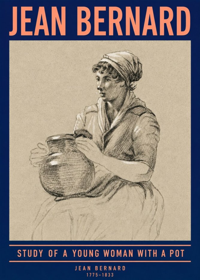 Jean Bernard Study of a Young Woman with a Pot No4 - Poster