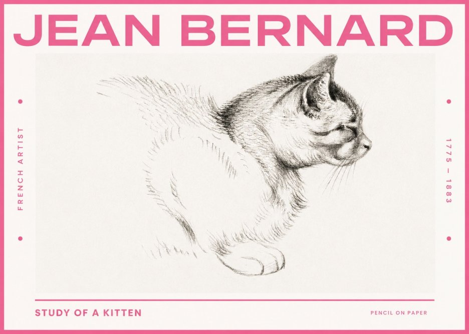 Jean Bernard Study of a Kitten II No3 - Poster