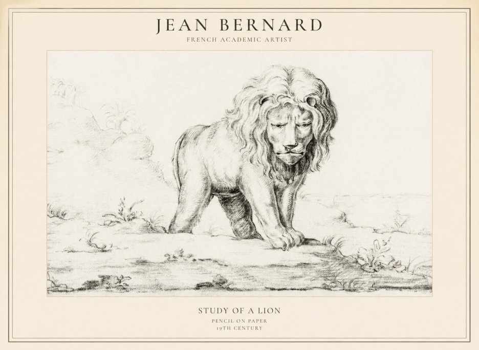 Jean Bernard Study of a Lion I No5 - Poster