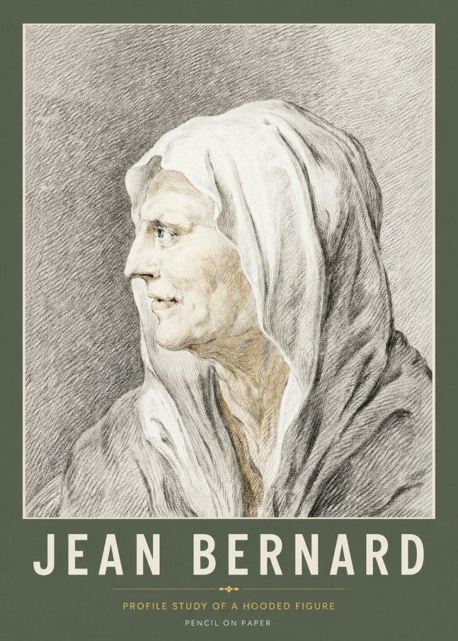 Jean Bernard Profile Study of a Hooded Figure No2 - Poster