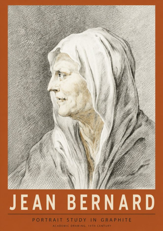 Jean Bernard Profile Study of a Hooded Figure No4 - Poster