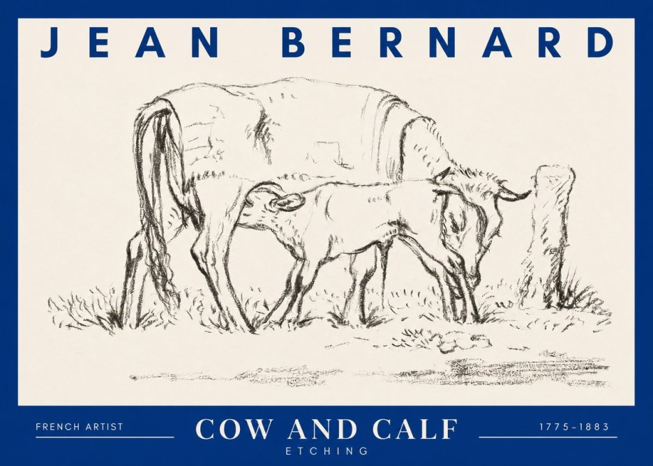 Jean Bernard Cow and Calf I No2 - Poster