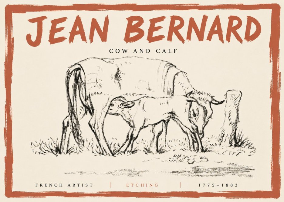 Jean Bernard Cow and Calf I No5 - Poster