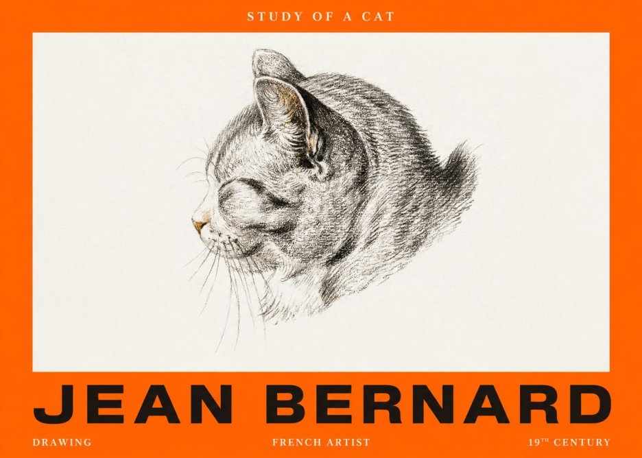Jean Bernard Study of a Cat I No2 - Poster