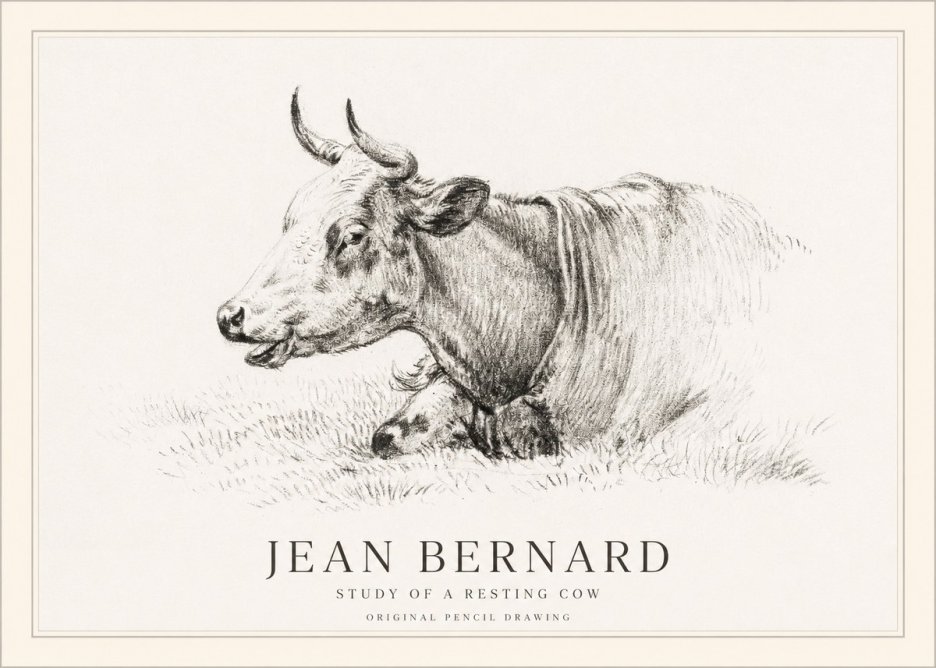Jean Bernard Study of a Resting Cow IV No1 - Poster