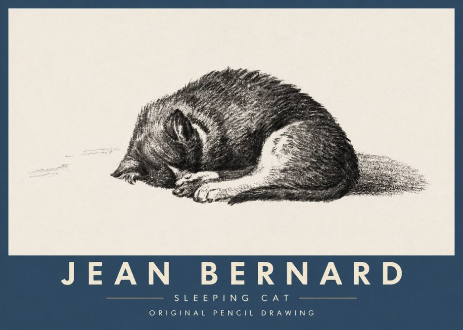 Jean Bernard Sleeping Cat III No4 - Poster