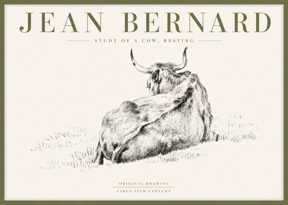 Jean Bernard Resting Bovine - Study in Graphite No6 - Poster