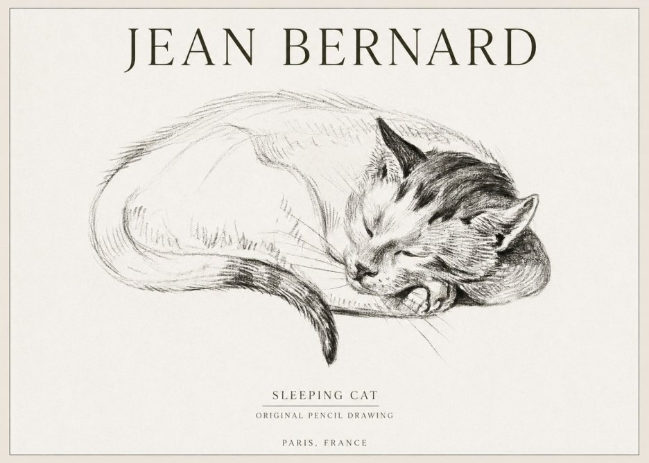 Jean Bernard Sleeping Cat IV No1 - Poster