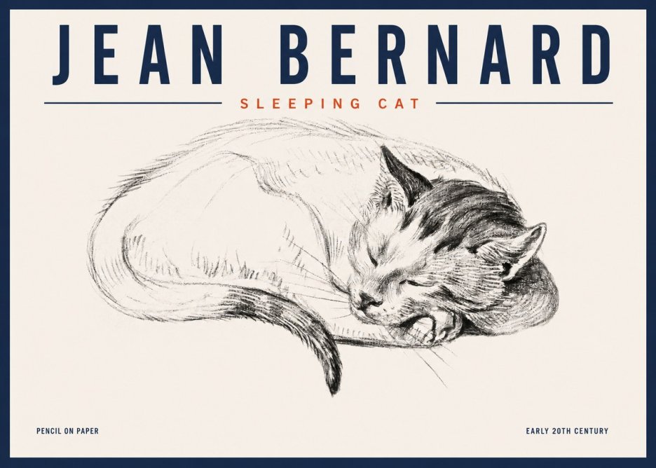 Jean Bernard Sleeping Cat IV No4 - Poster