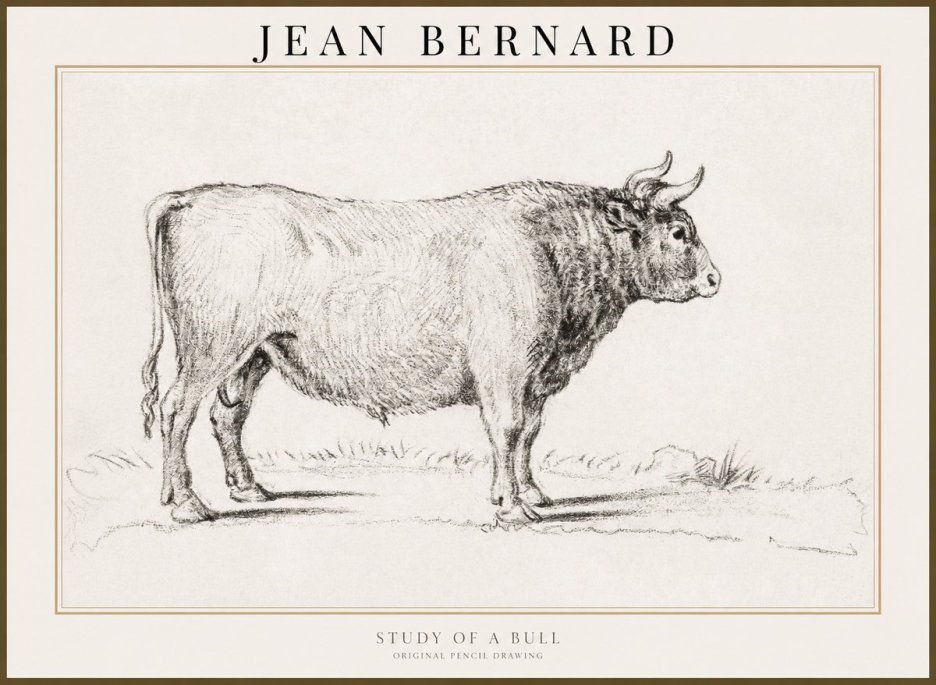 Jean Bernard Study of a Bull I No3 - Poster