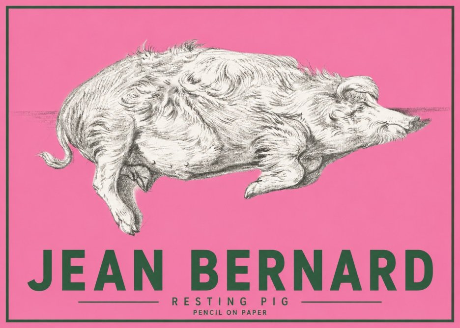 Jean Bernard Study of a Pig I No5 - Poster