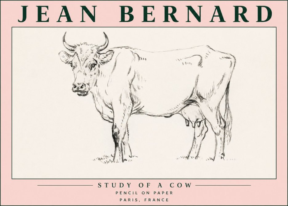 Jean Bernard Study of a Cow VI No5 - Poster